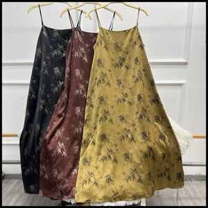 Elegant Floral Women Dress - Black, Brown, Gold